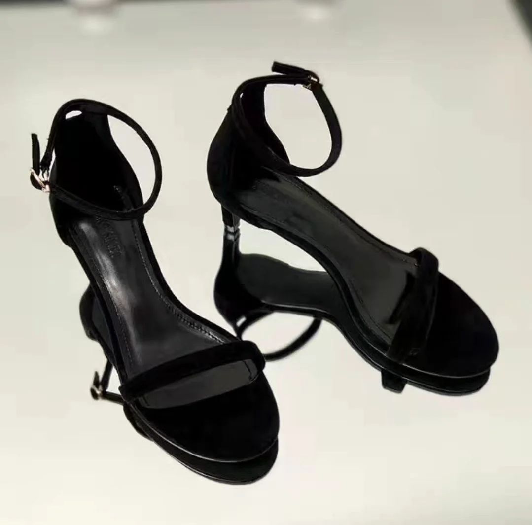 Summer Gladiator Sandals for Women 6CM High Heels PU Leather Black Women Sandals Sexy Shoes Ladies 2022 Women Shoes