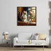 Cats And Flowers On Windowsill- 18CT Stamped Cross Stitch 30*30cm/11.81*11.81in