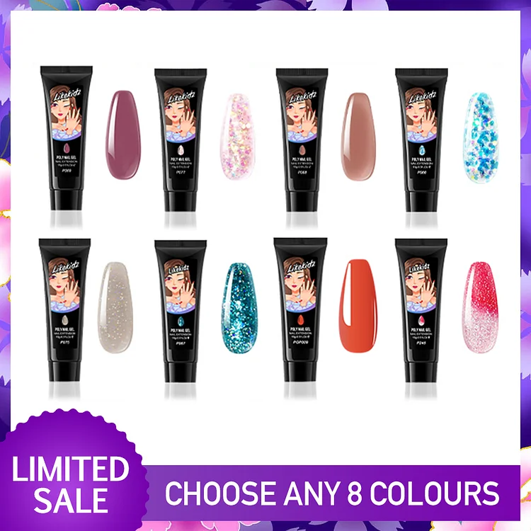 8 Random Colors Poly Nail Gel  Kit