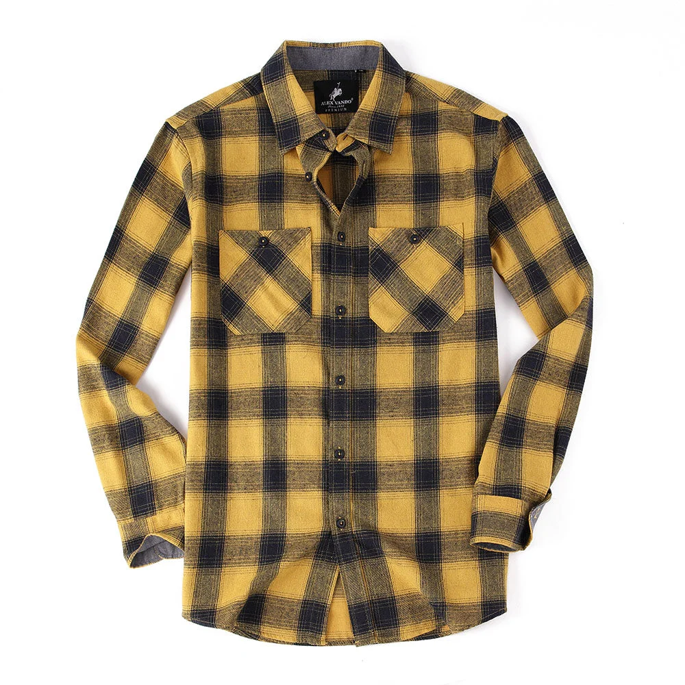 Fashion Button Down Flannel Shirt Yellow/Black