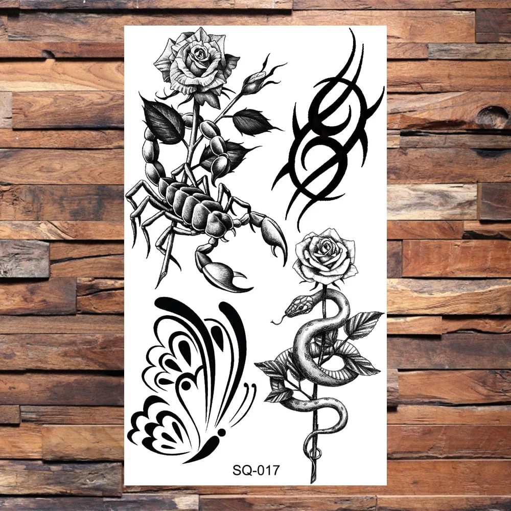 Black Butterfly Temporary Tattoos For Women Girls Realistic Eye Halloween Crown Fake Tattoo Sticker Sexy Body Arm Tatoos DIY