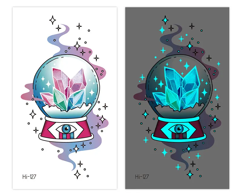 Sdrawing Luminous Glowing In Dark Tattoo Stickers Butterfly Daisy Flower Music Night Club Party Temporary Tattoos Shiny Body Art