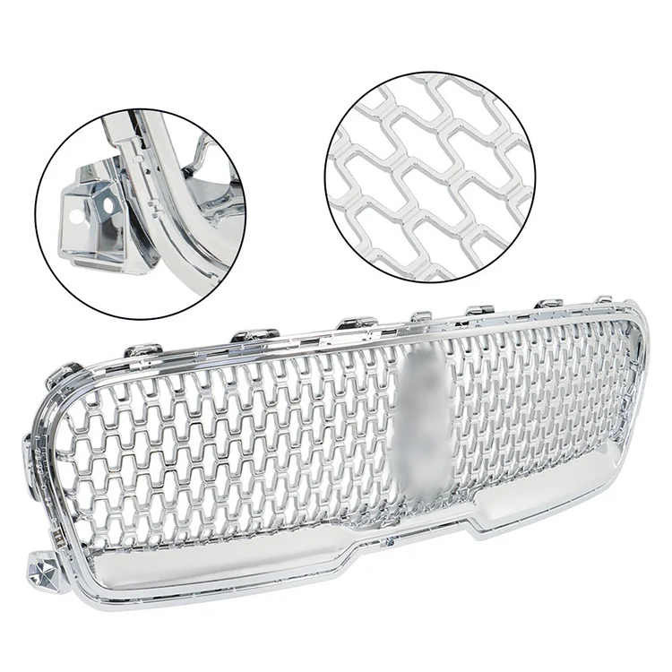 SEBLAFF Front Bumper Grille with Camera Hole Chrome Mesh Grill Replacement for 2017 2018 2019 2020 Continental