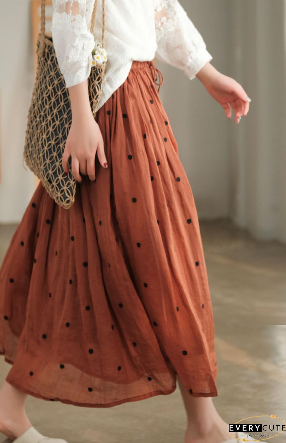 Literary Retro Cotton and Linen Double Skirt