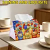(24cm)Diamond Art Tissue Box DIY PU Napkin Cover for Home(god bless america)