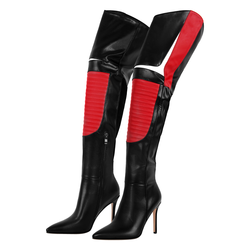 Punk Chic Stiletto Heels Knee-High Boots