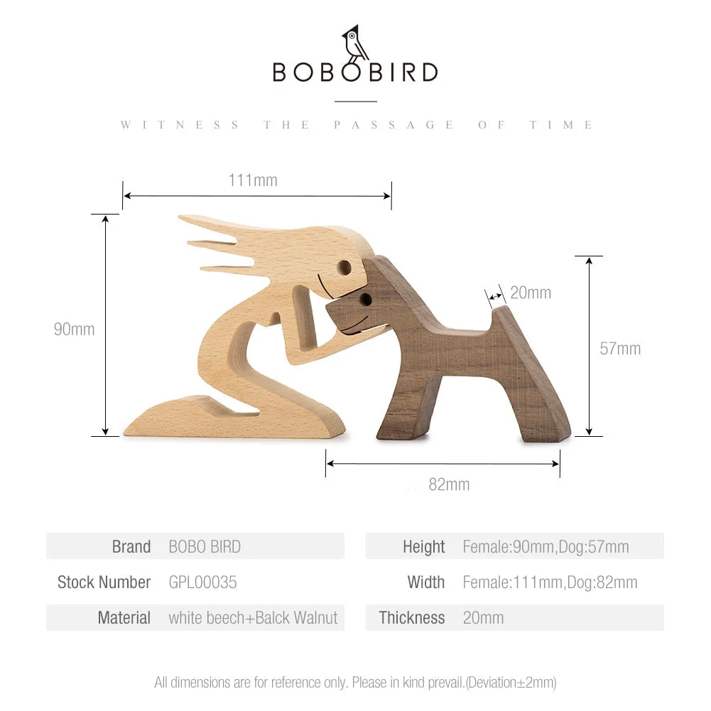 Puppy Family Wood Dog Carving Ornaments Decoration Home Decor Figurine Desktop Table Ornament Sculptures For Dog Pet Lover Gifts 515-1