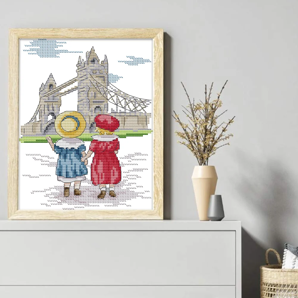 DIY Stamped Cross Stitch 14CT Partial Embroidery 19*27cm - See The Eiffel Tower