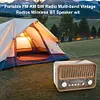 Portable FM AM SW Radio Multi-band Vintage Radios Wireless Bluetooth Speaker wit