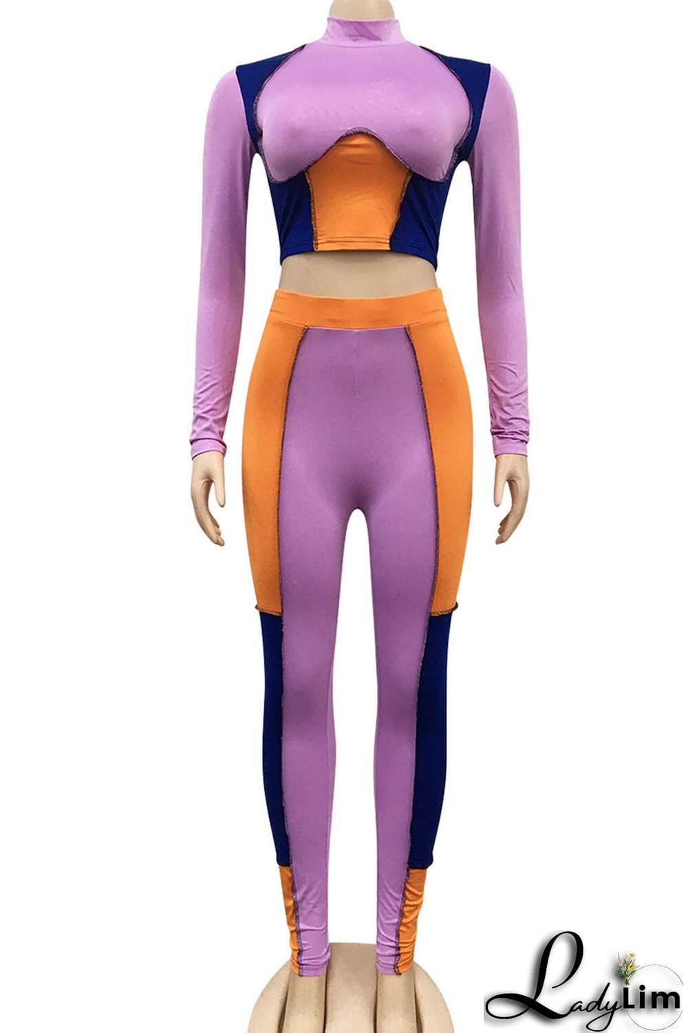 Apricot Sexy Solid Split Joint Mandarin Collar Long Sleeve Two Pieces