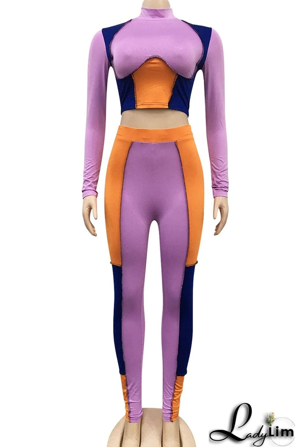 Apricot Sexy Solid Split Joint Mandarin Collar Long Sleeve Two Pieces