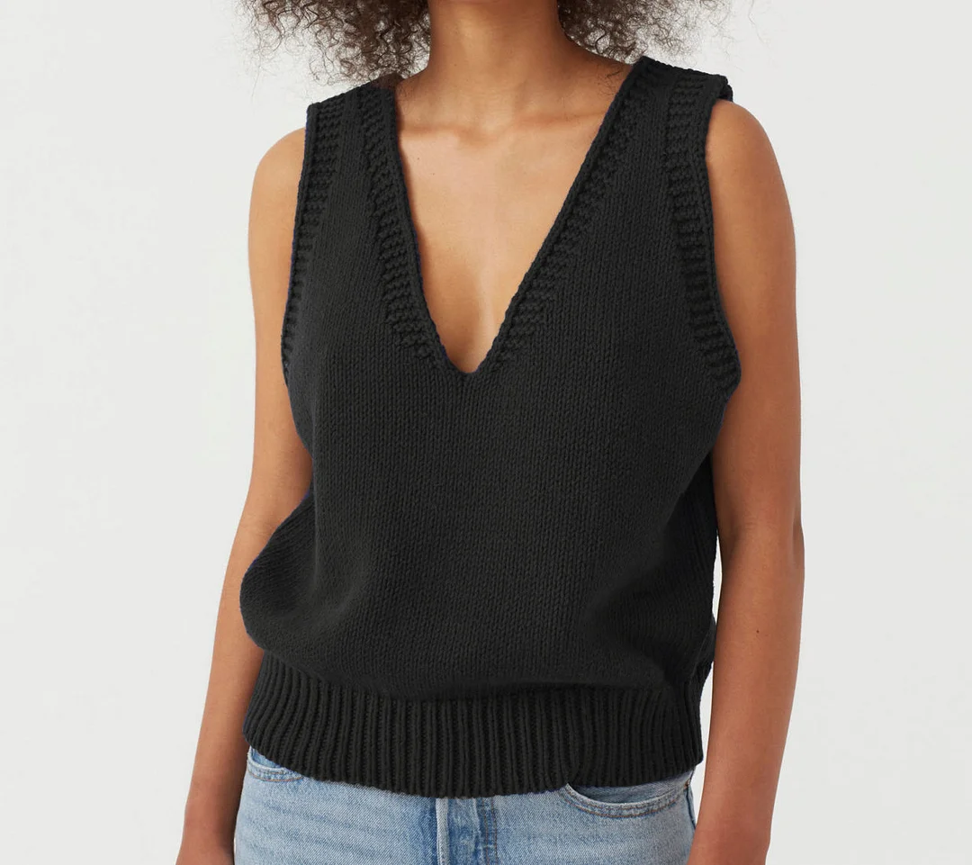 Mongw Mongw And Autumn New Women's Knitted Vest Small Vest Women's Sleeveless Sweater