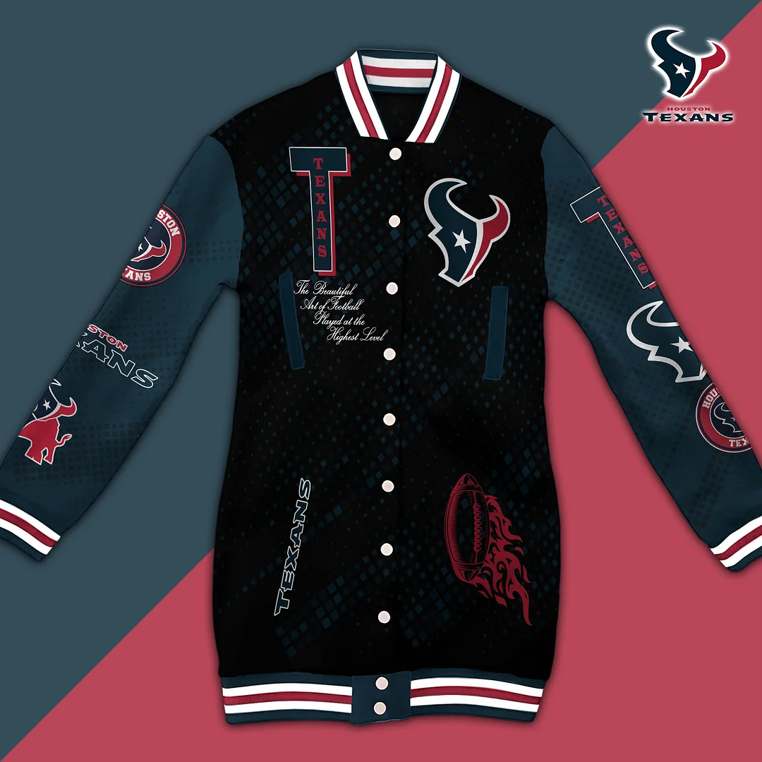 Houston Texans Limited Edition Button Down Long Sleeve Jacket Dress