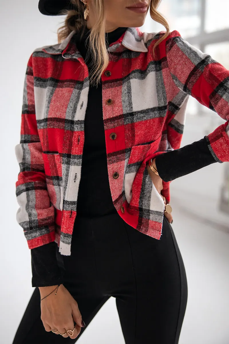Plaid Casual Shirt Short Coat