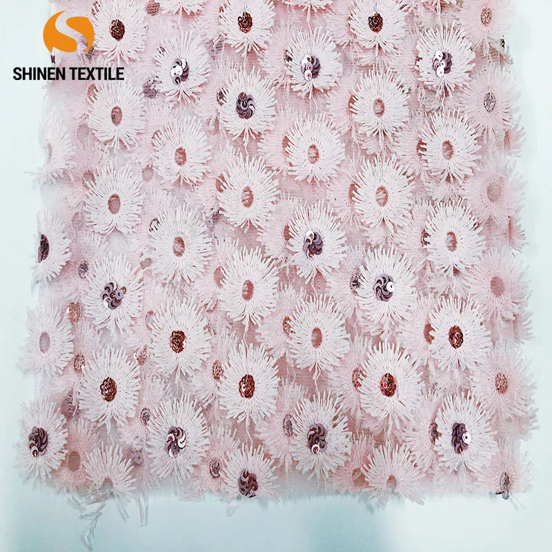 100%Polyester Three-dimensional embroidery small daisies for dress stage outfit wedding