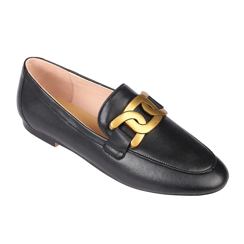 Women's Loafers Low Heel Flats Lady Work Lock Decoration Mules Shoes-vocosishoes