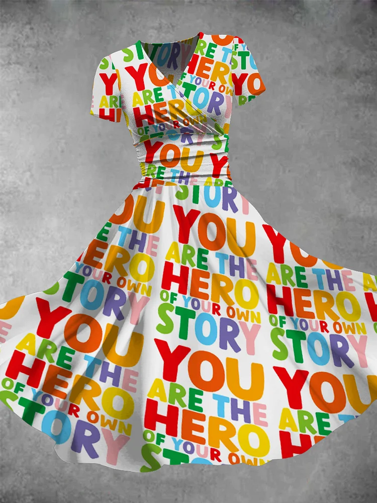 Women's Pride Day Colorful Rainbow Art Word You Are The Hero of Your Own Print Maxi Dress