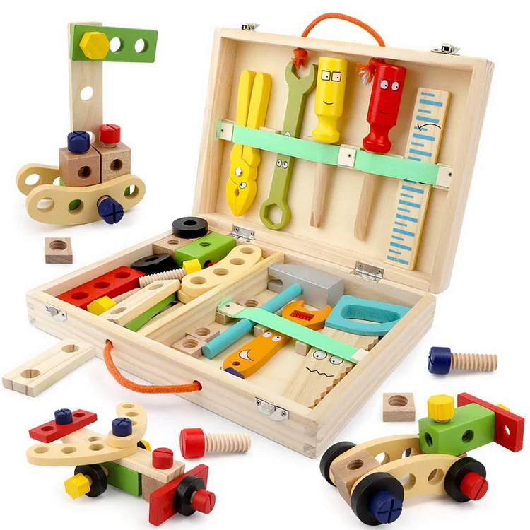 Tool Kit for Kids Wooden Tool Box Set Child's Carpenters Set