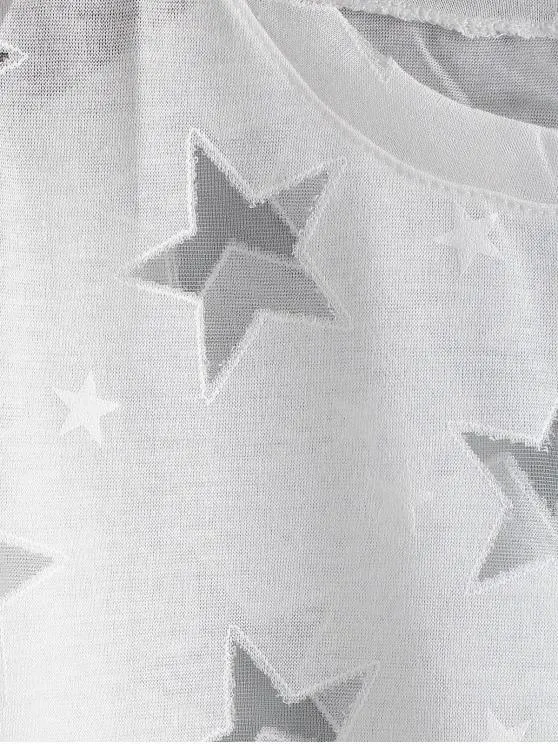 Mesh Star Round Neck Tee for Women