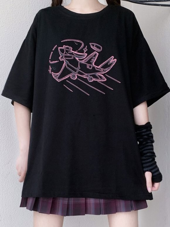 Gothic Top For Women Black Jewel Short Sleeves Black Lolita T-Shirt Novameme