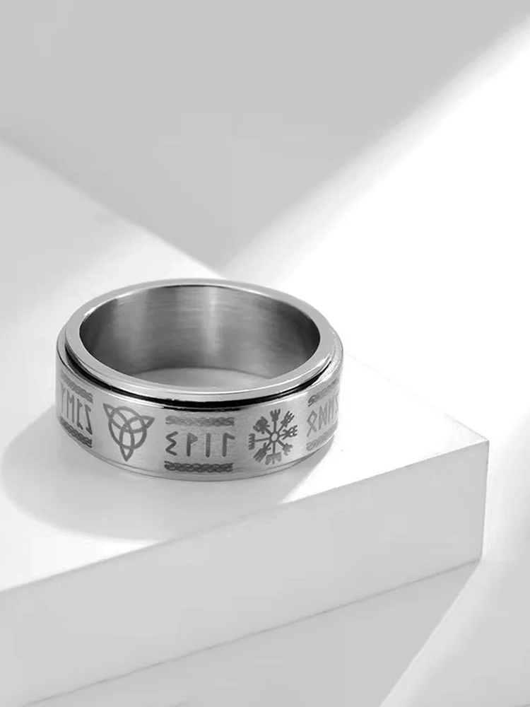 Viking Runes Inspired Turnable Ring