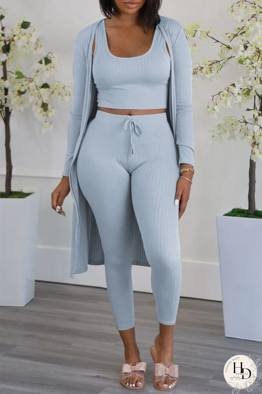 Burgundy Fashion Casual Solid Cardigan Vests Pants U Neck Long Sleeve Three-piece Set