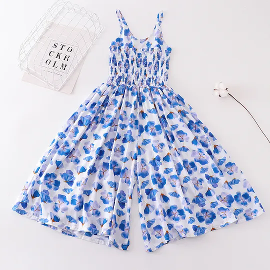 【4Y-14Y】Girls Multicolor Butterfly Flower Sling Bodysuit