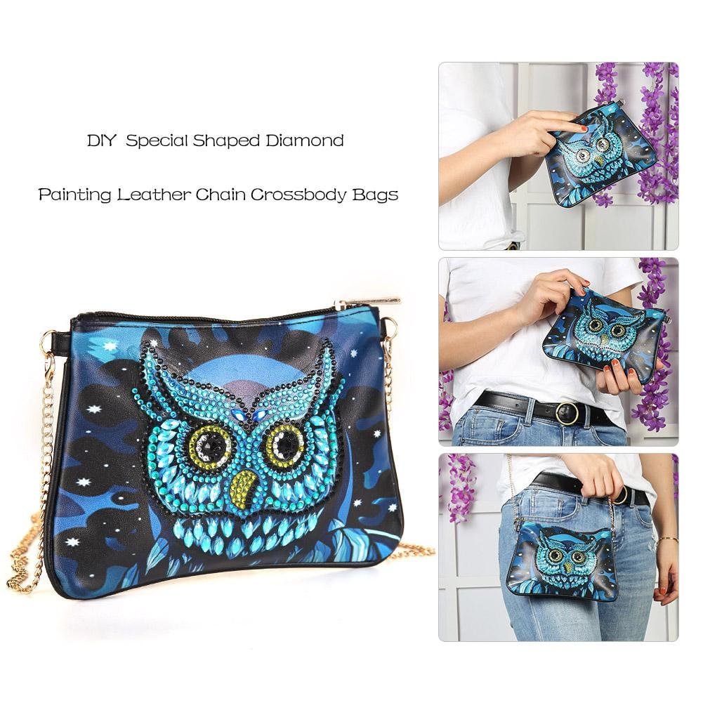 DIY Eule speziell geformt Diamant Malerei Frauen Leder