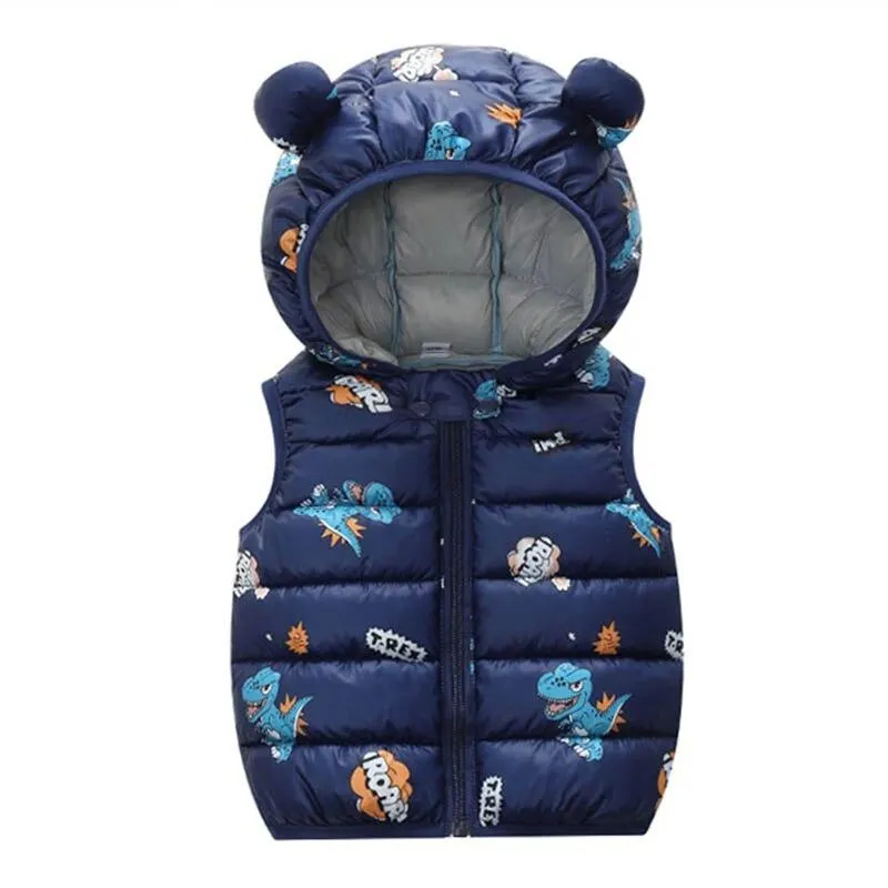 Autumn Winter Baby Warm Vest Kids Hooded Coat Boys Girls Padded Kids Clothes Toddler Infant Jackets Children Clothes Waistcoat