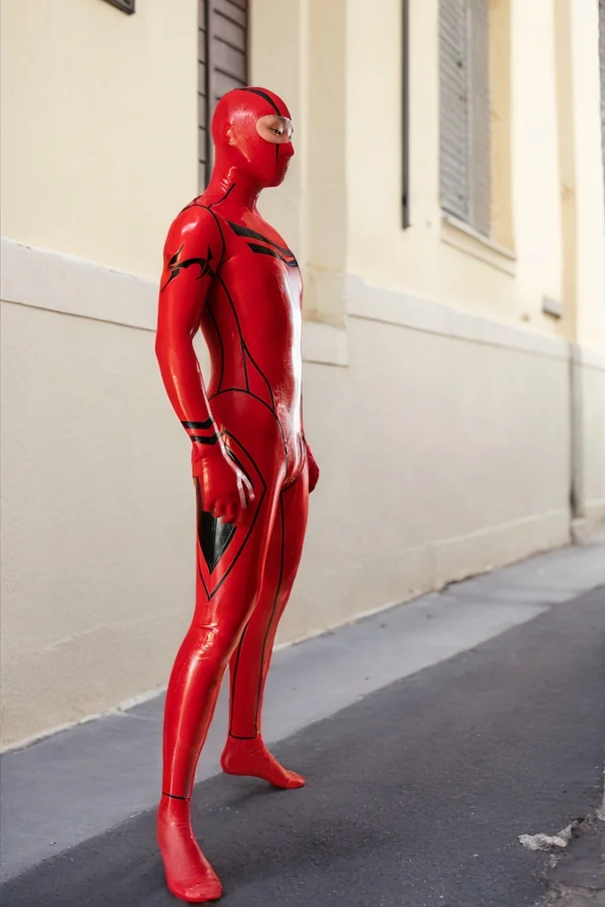 Men Latex Catsuits "Red Dragon"  Ninja Superhero