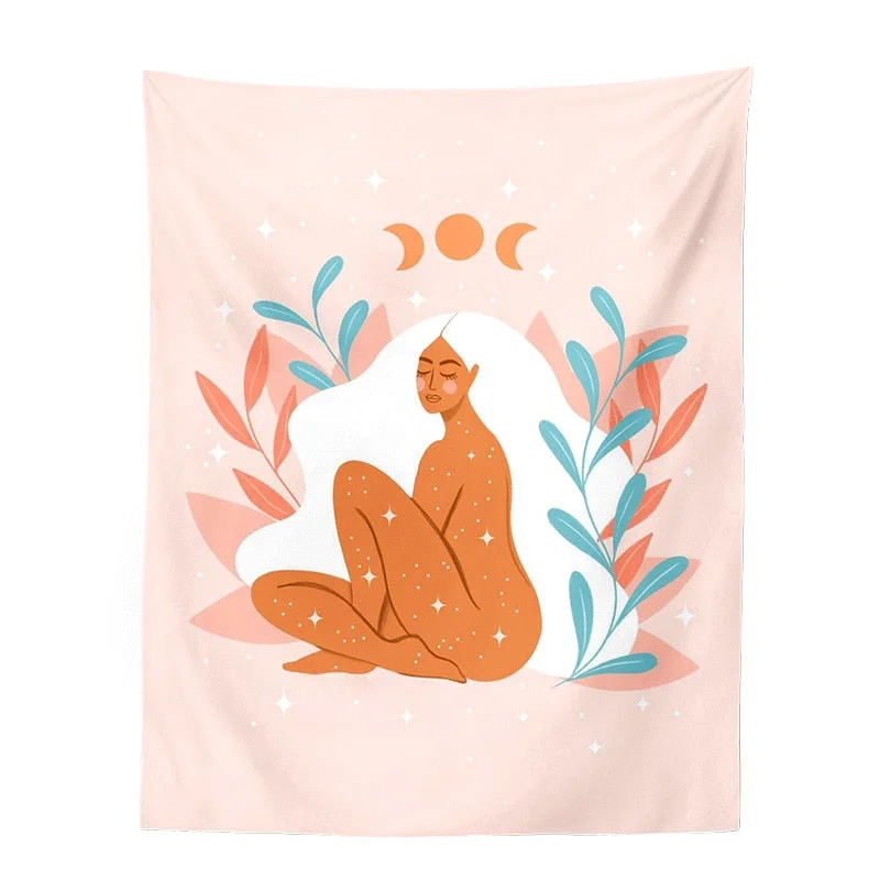 Indian Moon Phase Girl Mandala Tapestry Wall Hanging Boho decor macrame hippie Witchcraft Tapestry wall decoration cloth