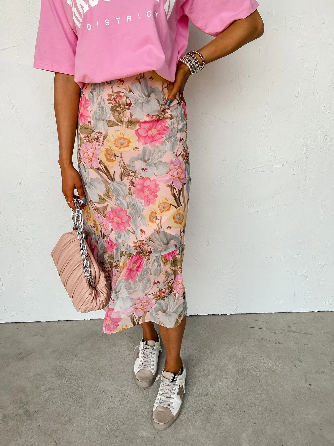 Spring Blossom Floral Maxi Skirt