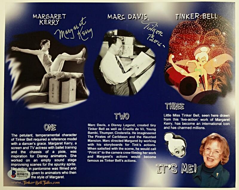 MARGARET KERRY Signed 8x10 Photo Poster painting #5 Tinker Bell Disney Peter Pan w/ Beckett BAS