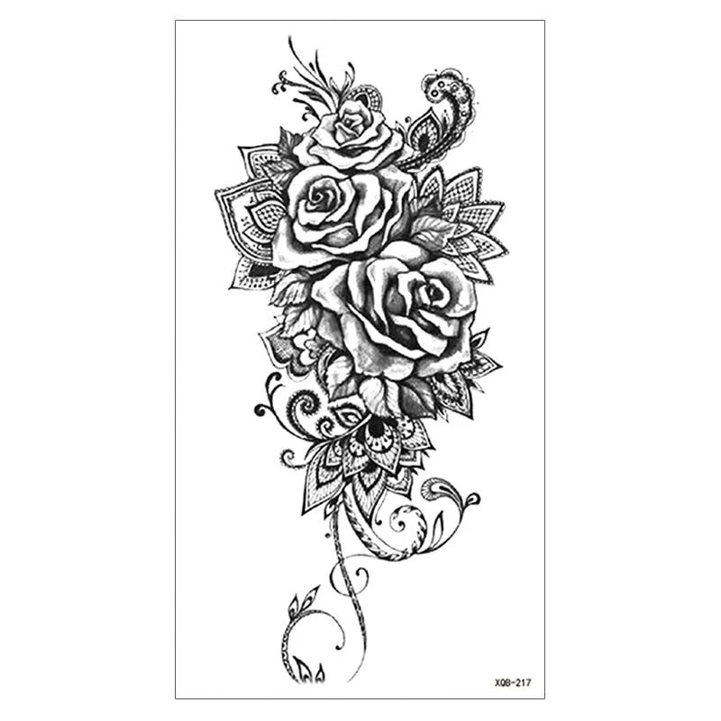 Waterproof Temporary Tattoo Sticker Snake Flower Rose Flash Tattoos Lace Fox Lion Bird Body Art Arm Skull Fake Sleeve Tattoo