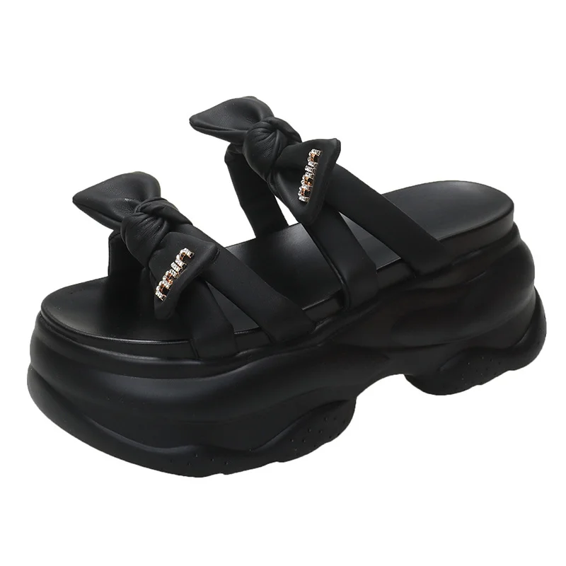 Woherb Woherb Fairy Wind Thick Bottom Muffin Increased Small Cool Slippers Female With Skirt Summer Wear 2024 New-Outfit Ideas