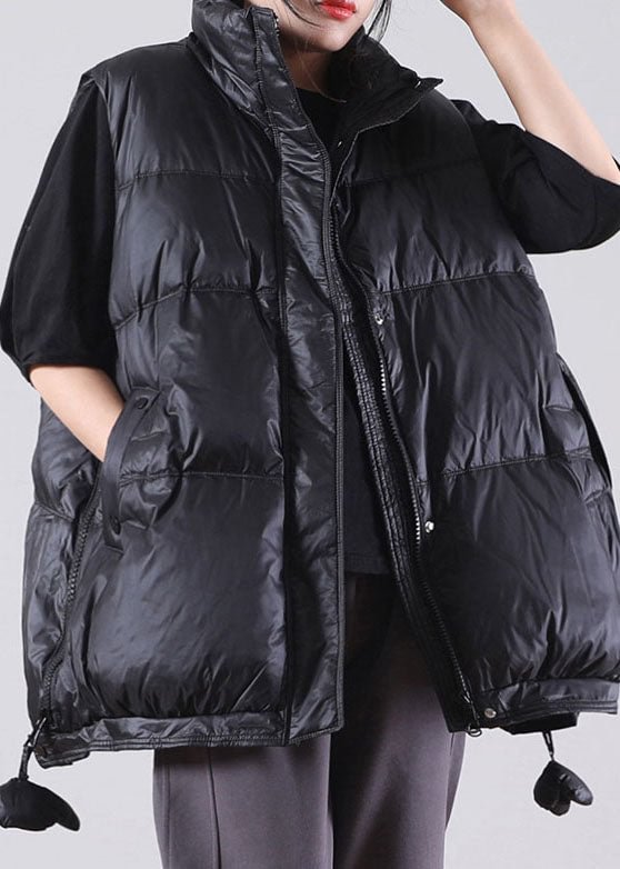 Elegant Black zippered Duck Down Sleeveless down vest CK1366- Fabulory