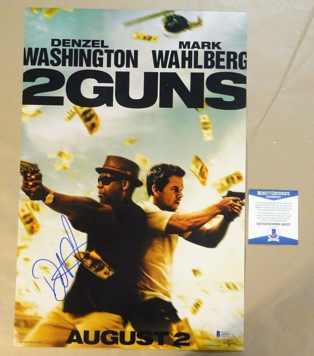 Signed DENZEL WASHINGTON Autographed 2 GUNS 12x18