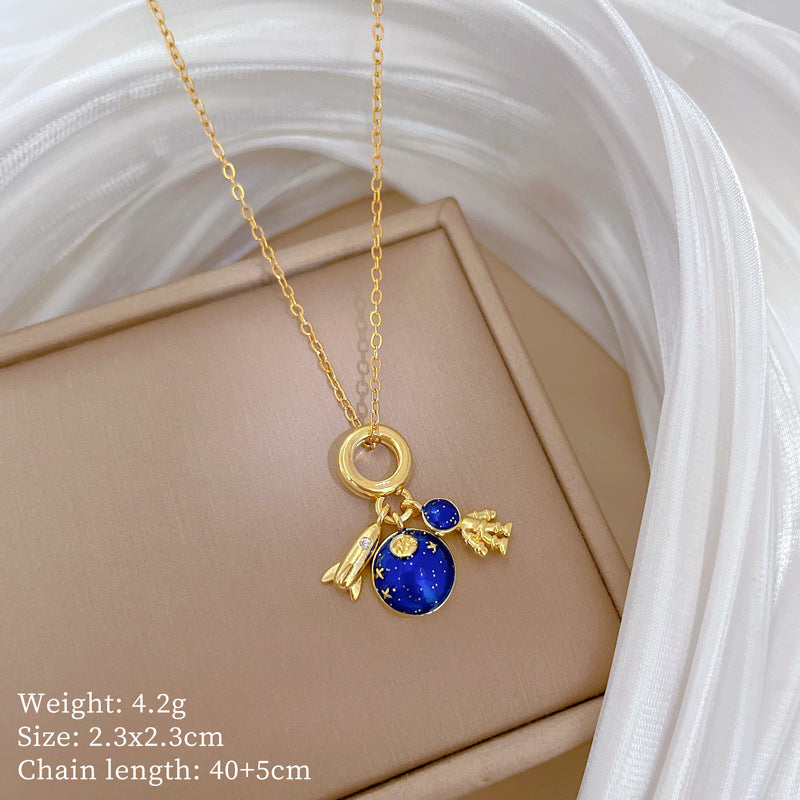 Copper Micro-Inlaid Necklace For Women Copper Micro-Inlaid Real Gold Electroplating Simple Ins Exquisite Clavicle Chain Neck Chain