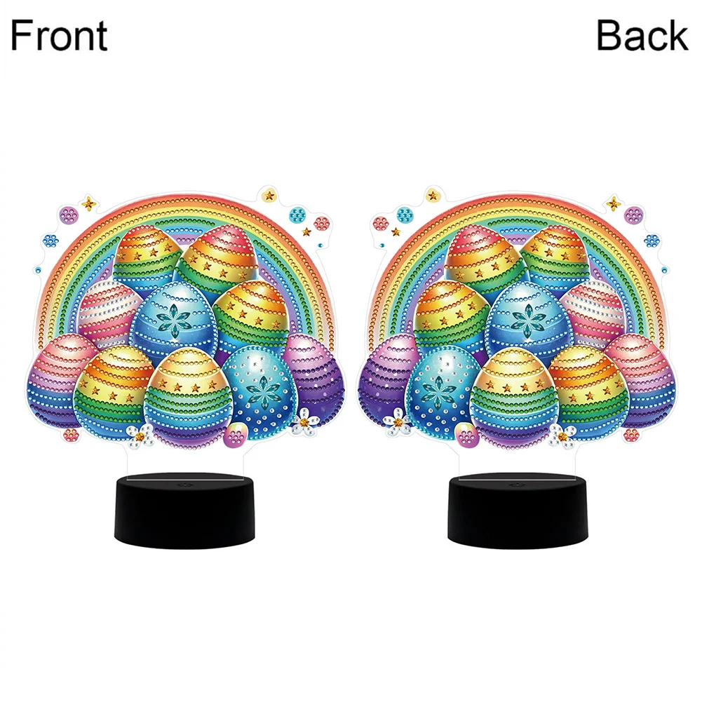 DIY Acrylic Double Sided Rainbow Eggs Diamond Painting LED Night Light for Easter