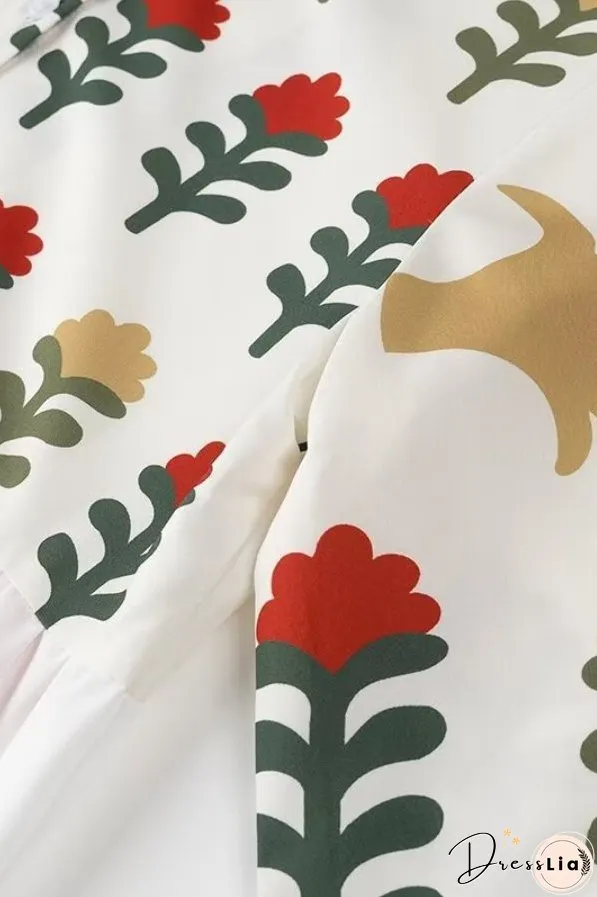 Positioning Plant Leaf Print Long Dress