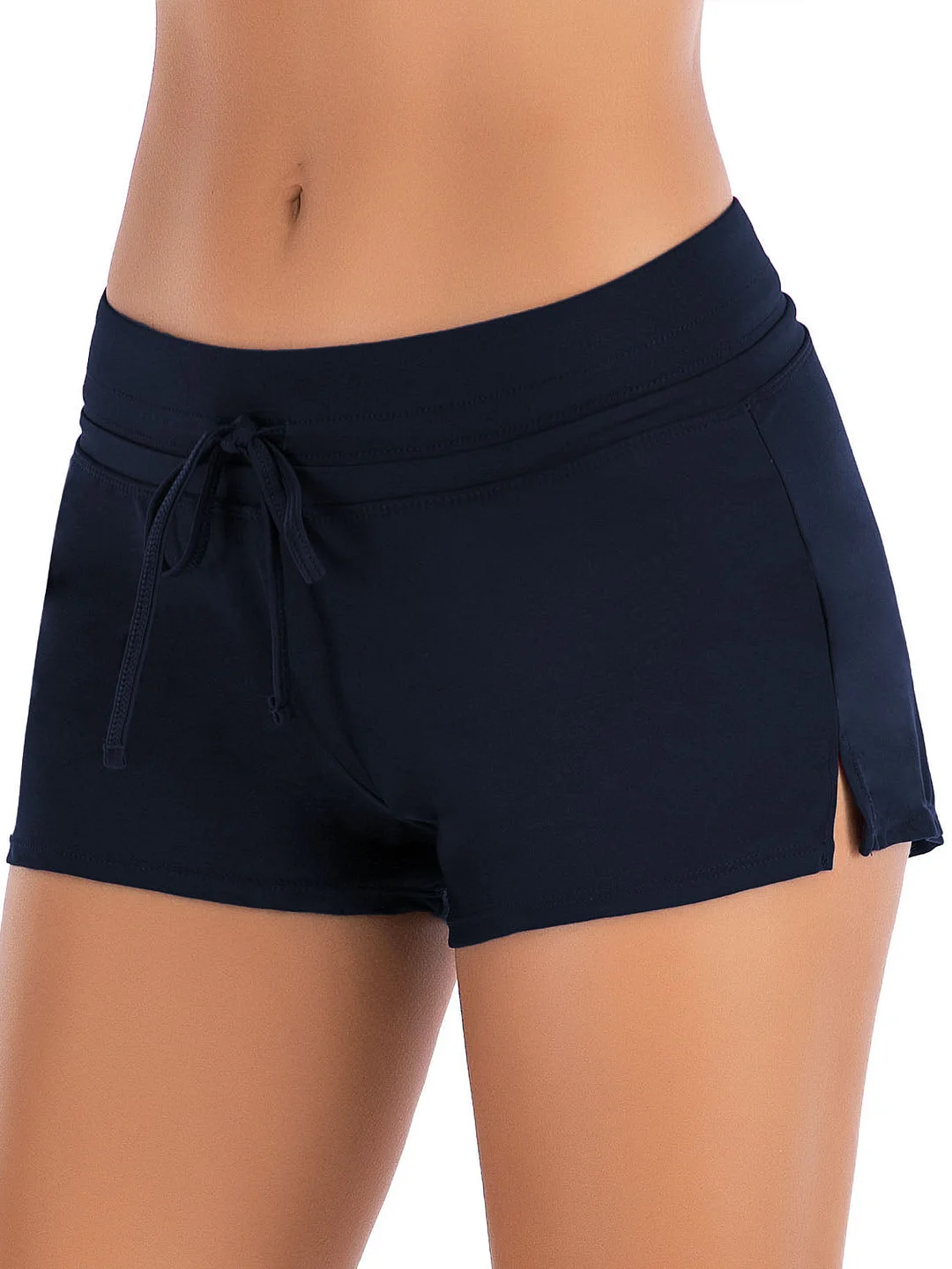 Women Mid Rise Bowknot Side Slit Swim Shorts