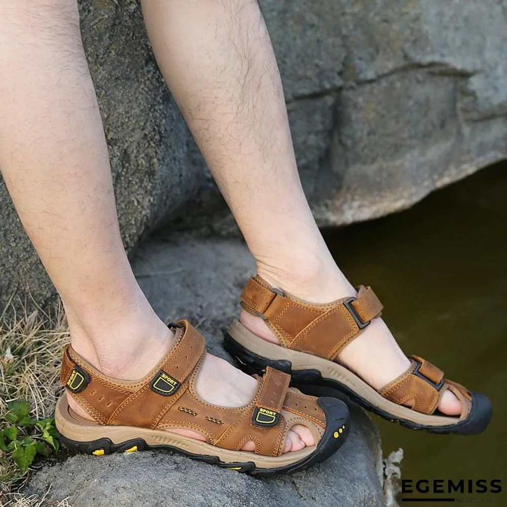 Men Genuine Leather Sandals Beach Outdoor Sandals | EGEMISS
