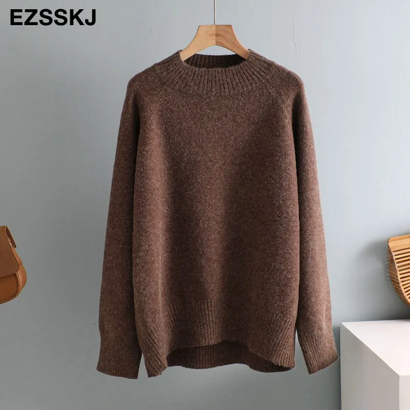 casual thick big Autumn Winter o-neck oversize Sweater Pullover Women warm chic female loose cashmere Basic wool Sweaters pull
