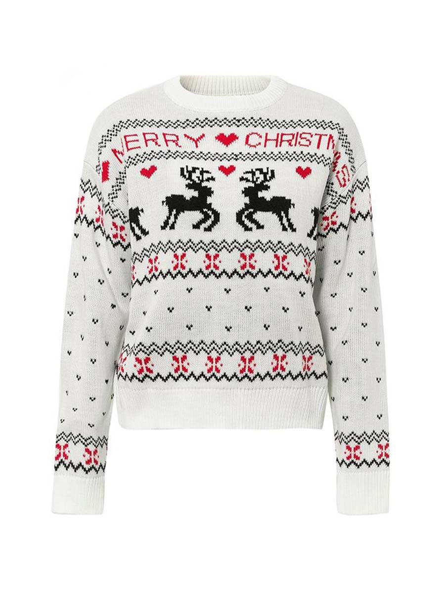 Christmas Sweater Chic Long-sleeved Print Knitted Pullover