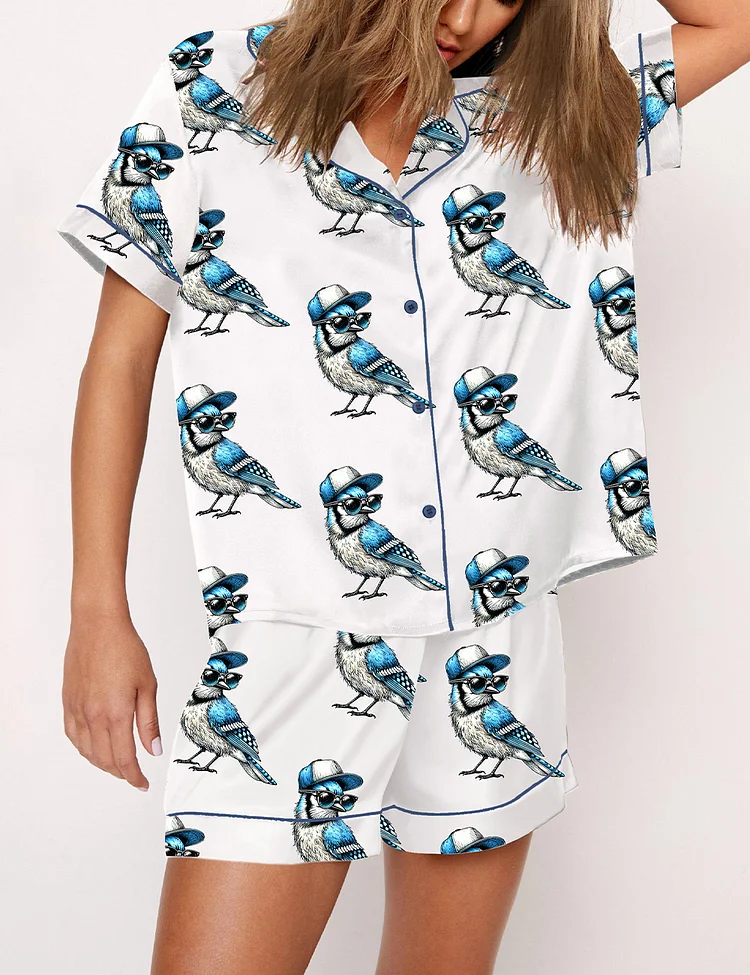 Women&rsquo;s Cool Blue Jay Bird Pajama Set