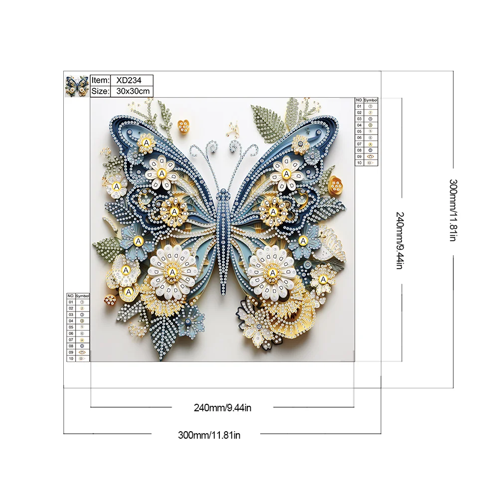 Diamond Painting - Partial Special Shaped Drill - Butterfly(Canvas|30*30cm)