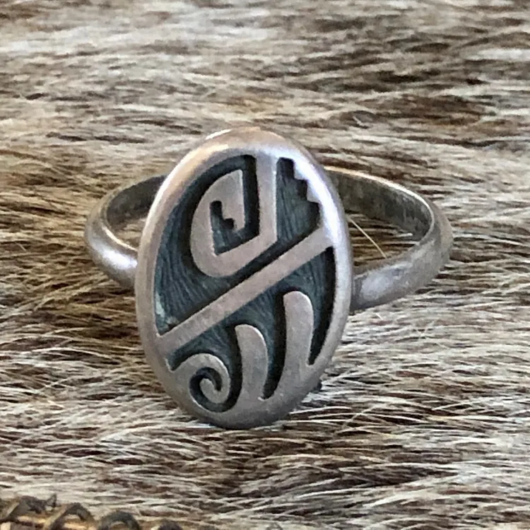Hopi Sterling Silver Ring Size 9 Signed