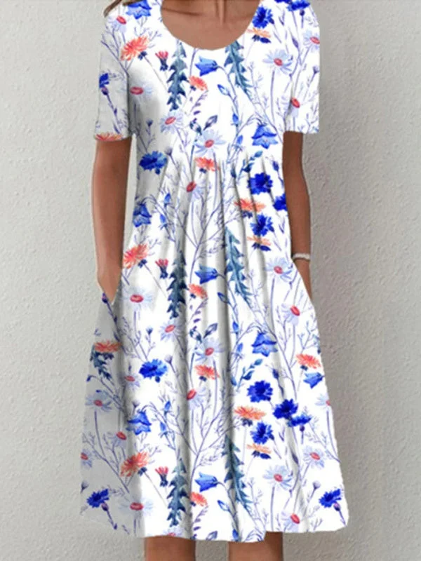Women plus size clothing Women's Casual Dress Summer Dress Print Dress Floral Ditsy Floral Print V Neck Mini Dress-Nordswear