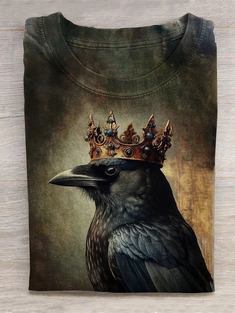 Unisex Halloween Raven Art Print Casual T-Shirt