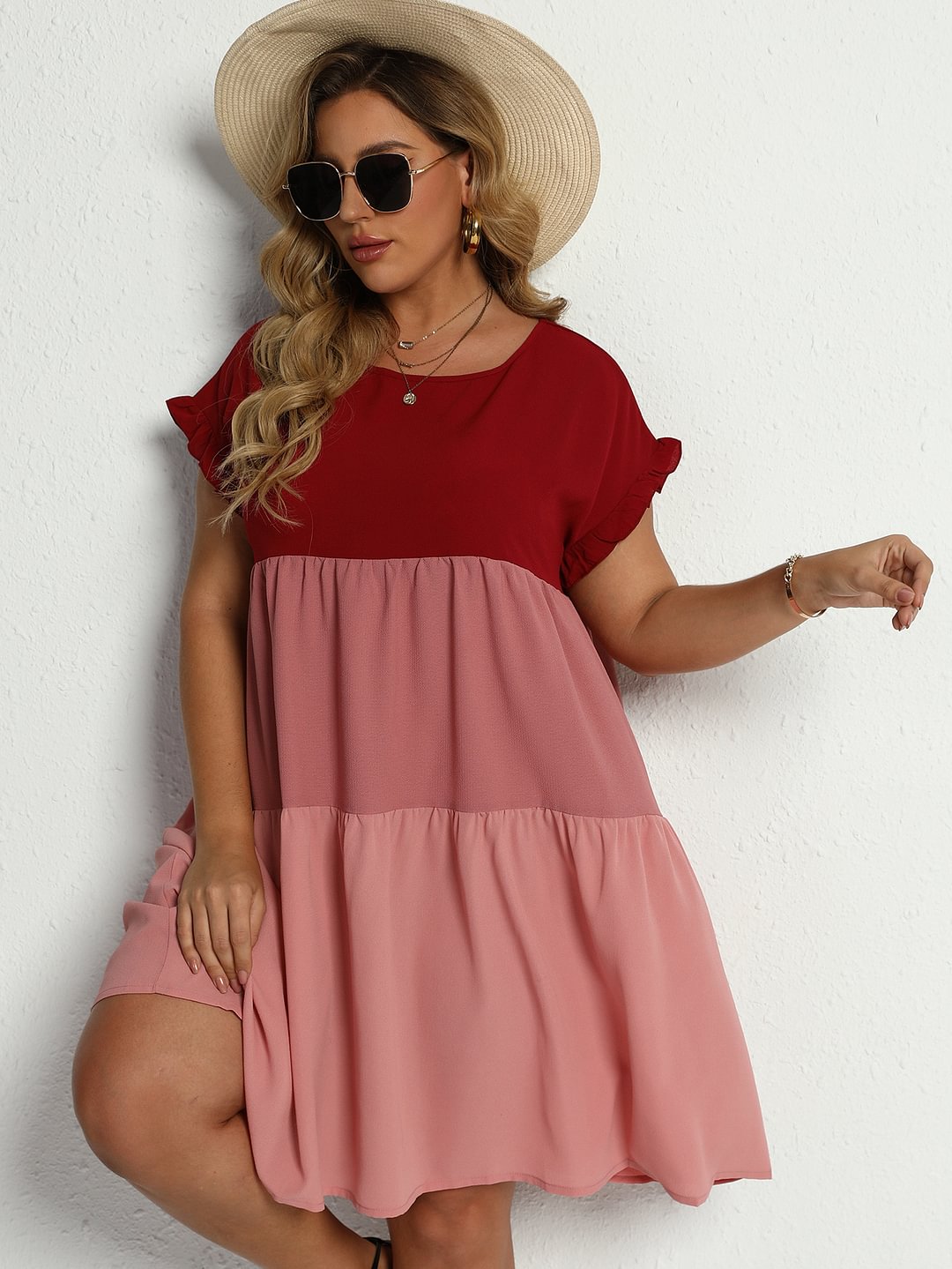 Contrast Color High Waist Loose Dress | EGEMISS
